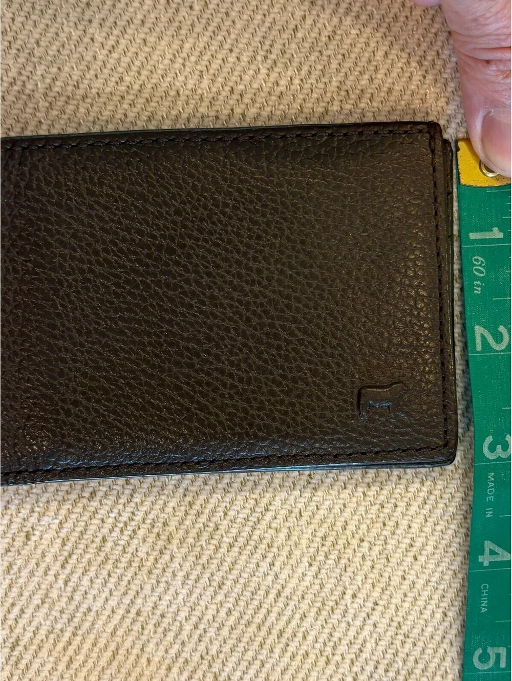 Will Leather Goods Mens Brown Pebble Grain Leather Bifold Wallet Mesh ID Window